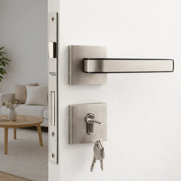 Silver_White_Metal_Modern_Brushed_Lever_Mortise_Door_Lock_Set