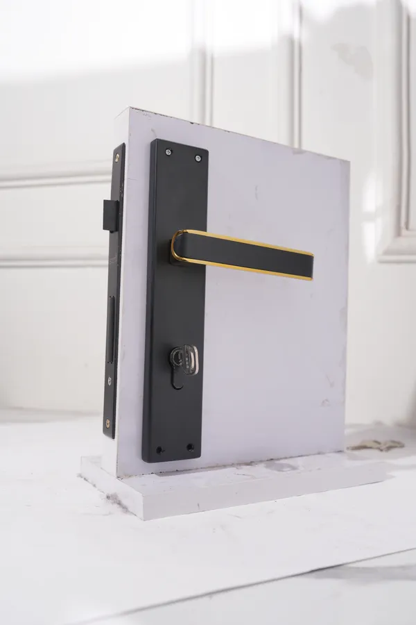 Black_And_Gold_White_Metal_Modern_Lever_Door_Handle_Lock_Set
