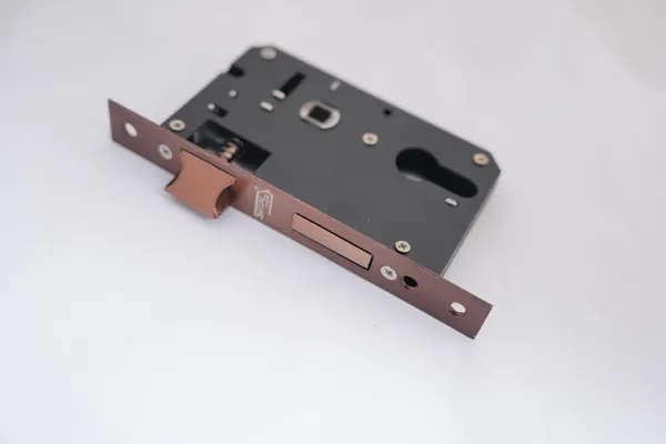 Black_And_Rose_Gold_Iron_Modern_Mortise_Door_Lock_Body_With_Strike_Plate