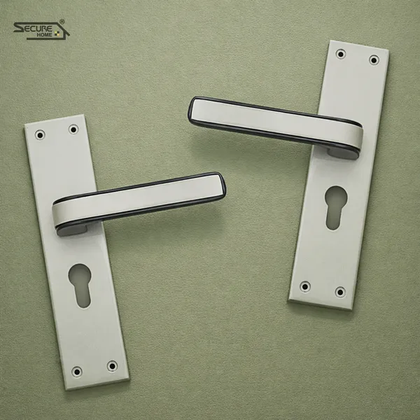 Silver_And_Black_White_Metal_Modern_Lever_Door_Lock_Set