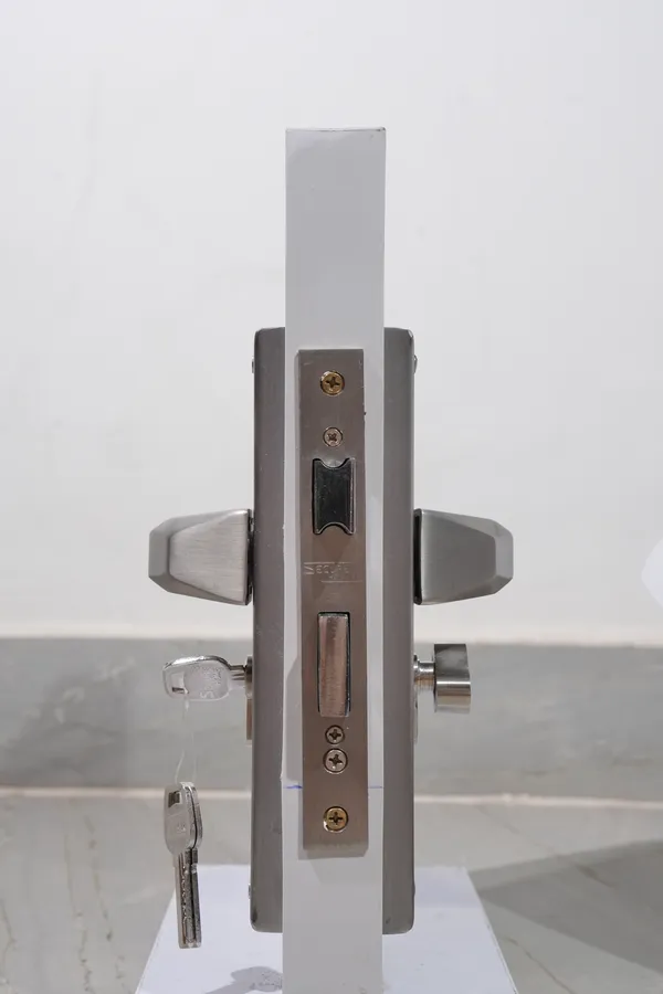 Black_And_Silver_White_Metal_Modern_Mortise_Door_Lock_Body_Strike_Plate