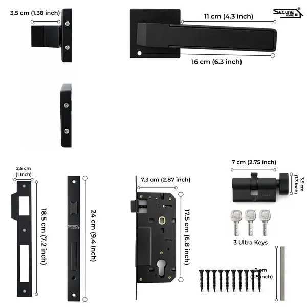 Black_White_Metal_Modern_Lever_Door_Handle_Lock_Set