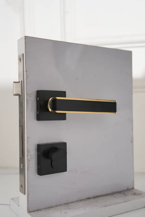 Black_And_Gold_White_Metal_Modern_Rose_Lever_Mortise_Door_Lock_Set