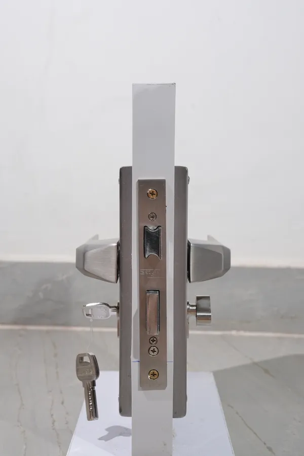 Black_And_Silver_White_Metal_Modern_Mortise_Door_Lock_Body_Strike_Plate