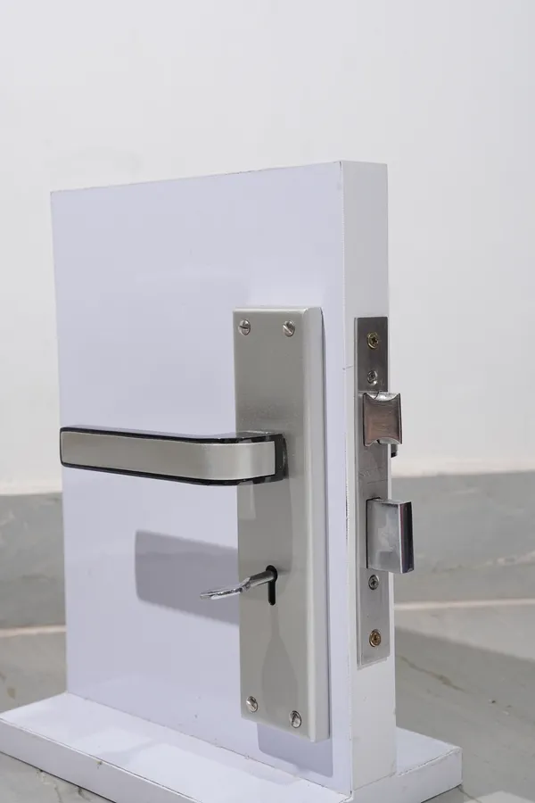 Silver_And_Black_White_Metal_Modern_Lever_Door_Lock_Set