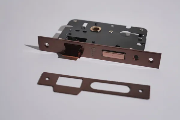 Black_And_Rose_Gold_Iron_Modern_Mortise_Door_Lock_Body_With_Strike_Plate