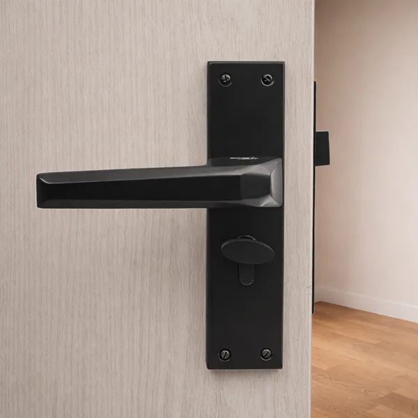 Black_White_Metal_Modern_Mortise_Door_Lock_Body_With_Strike_Plate
