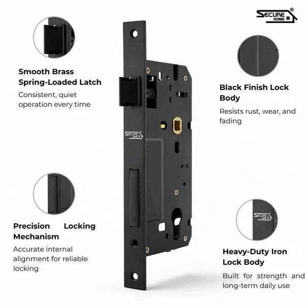 Black_White_Metal_Modern_Lever_Door_Handle_Lock_Set