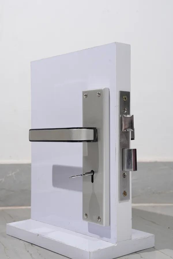 Silver_And_Black_White_Metal_Modern_Lever_Door_Lock_Set