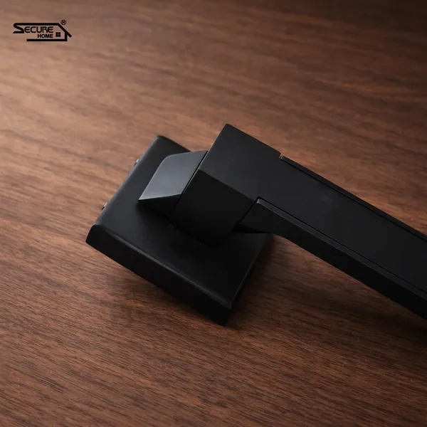 Black_White_Metal_Modern_Lever_Door_Handle_Lock_Set