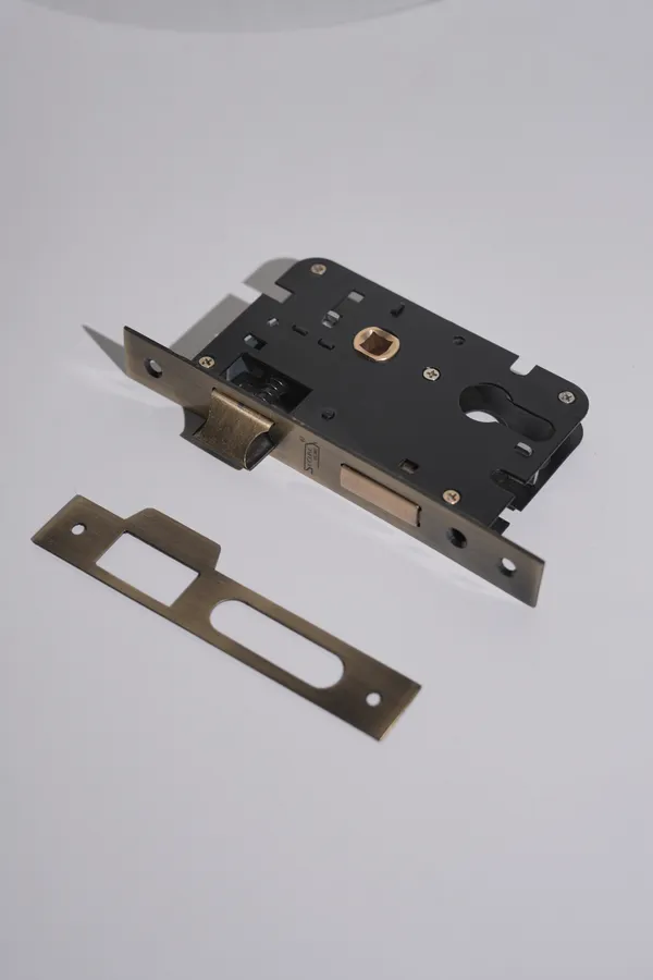 Black_And_Gold_Iron_Modern_Mortise_Door_Lock_Body_With_Strike_Plate