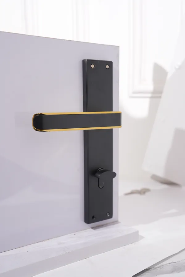 Black_And_Gold_White_Metal_Modern_Lever_Door_Handle_Lock_Set