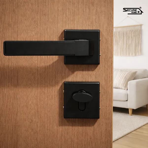 Black_White_Metal_Modern_Lever_Door_Handle_Lock_Set