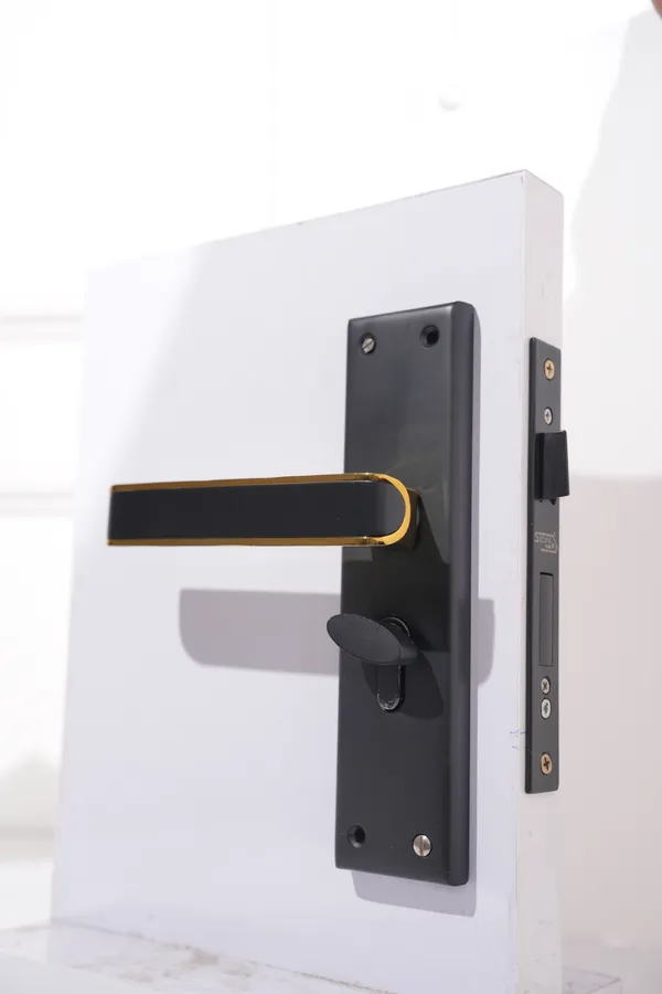 Black_And_Gold_White_Metal_Modern_Lever_Mortise_Door_Handle_Set