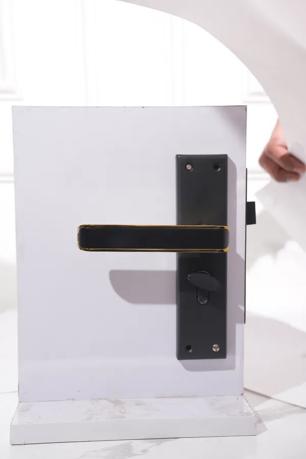 Black_And_Gold_White_Metal_Modern_Lever_Mortise_Door_Handle_Set