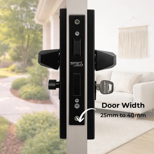 Black_White_Metal_Modern_Mortise_Door_Lock_Body_With_Strike_Plate