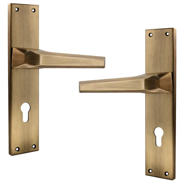 Gold_White_Metal_Antique_Brass_Finish_Lever_Door_Handle_Lock_Set