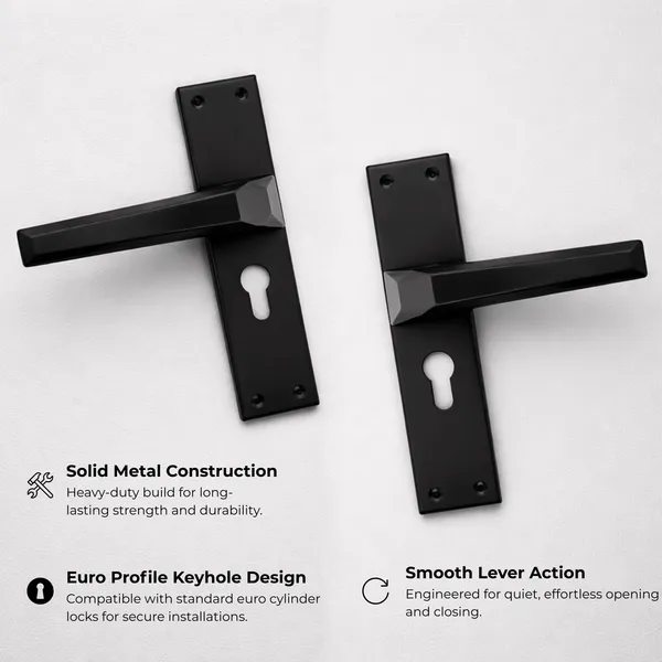 Black_White_Metal_Modern_Mortise_Door_Lock_Body_With_Strike_Plate