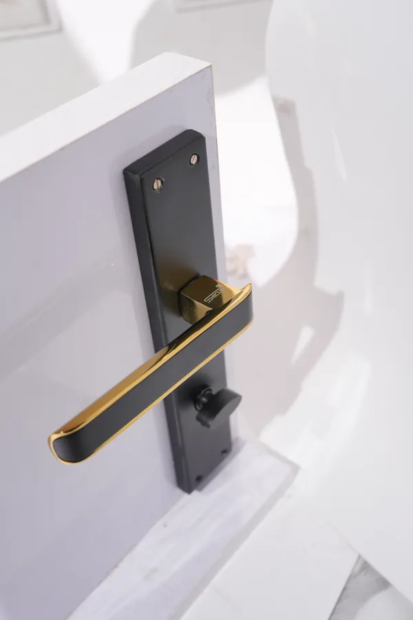 Black_And_Gold_White_Metal_Modern_Lever_Door_Handle_Lock_Set