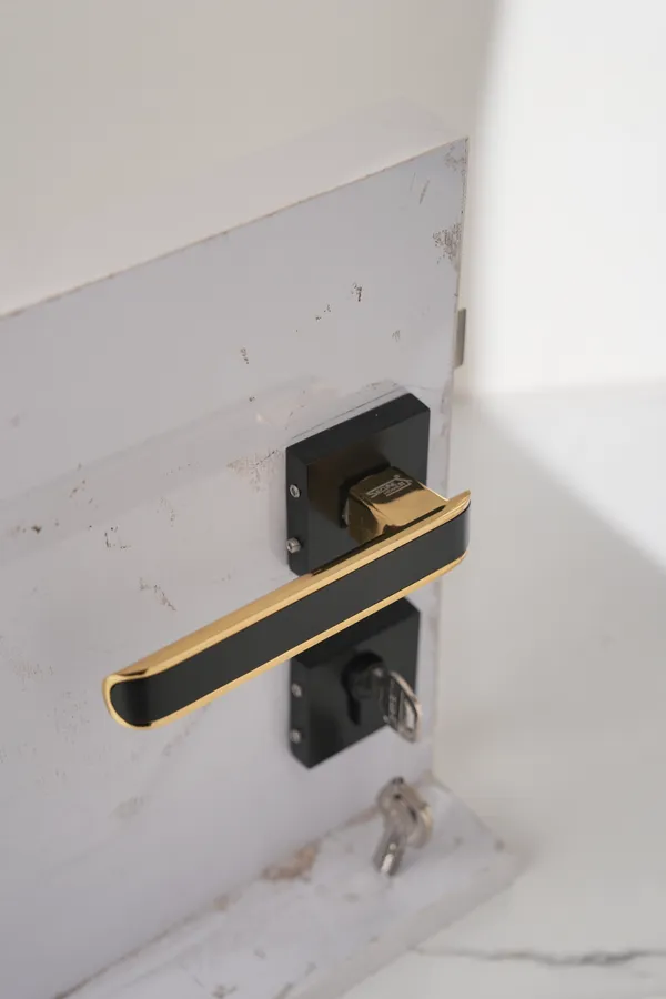 Black_And_Gold_White_Metal_Modern_Rose_Lever_Mortise_Door_Lock_Set
