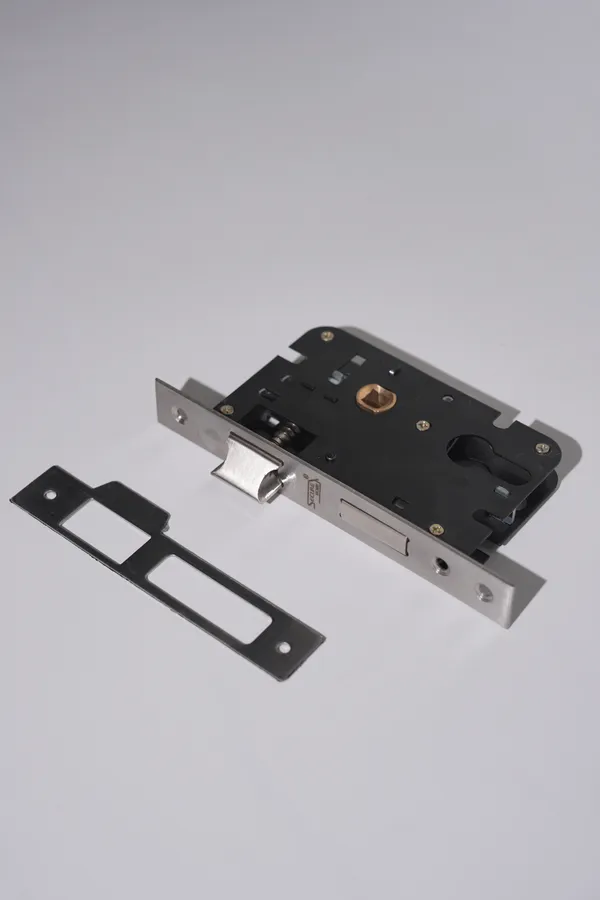 Black_And_Silver_White_Metal_Modern_Mortise_Door_Lock_Body_Strike_Plate