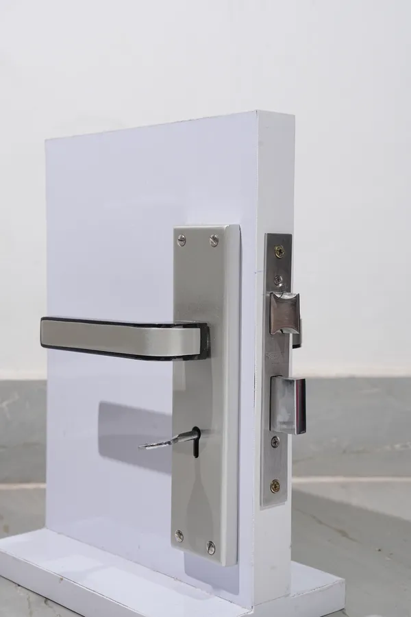 Silver_And_Black_White_Metal_Modern_Lever_Door_Lock_Set