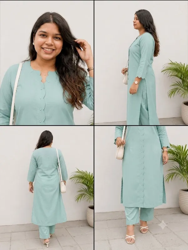 Premium_Soft_Cotton_Women_Kurta_Set_Green