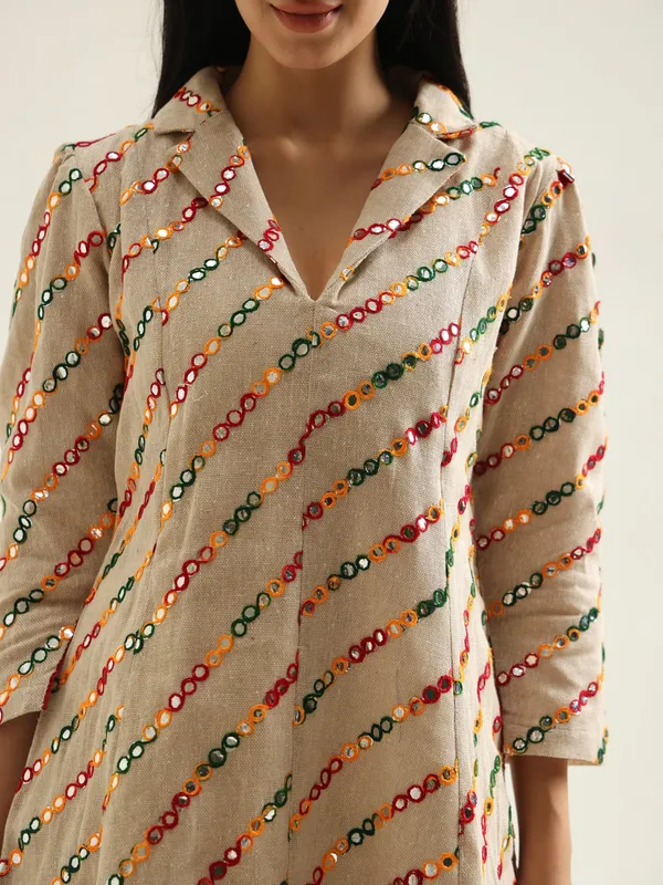 Beige_Breeze_Jute_Cotton_Mirror_Work_Women_Dress