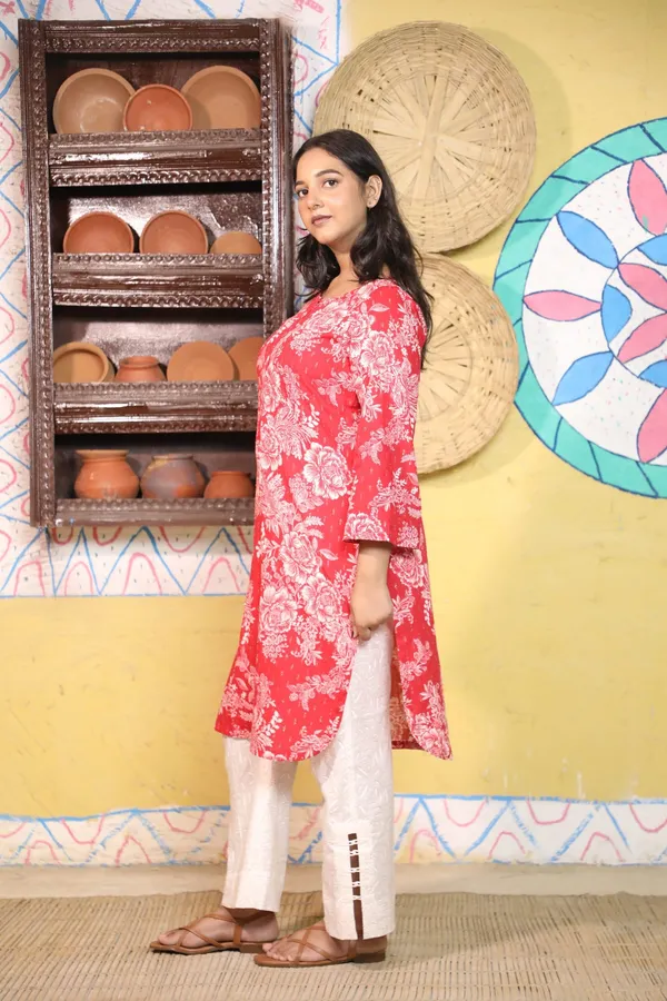 Red_Floral_Print_Kurta_Set