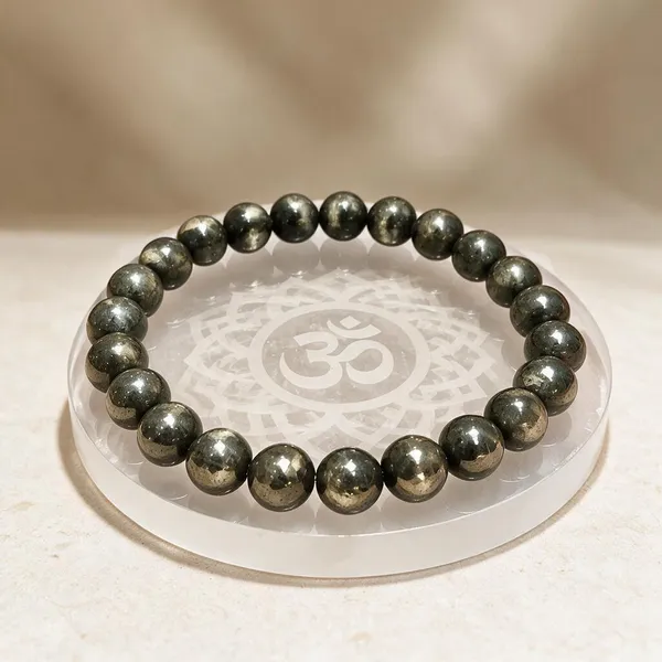 Metallic_Pyrite_Beaded_Bracelet_For_Unisex