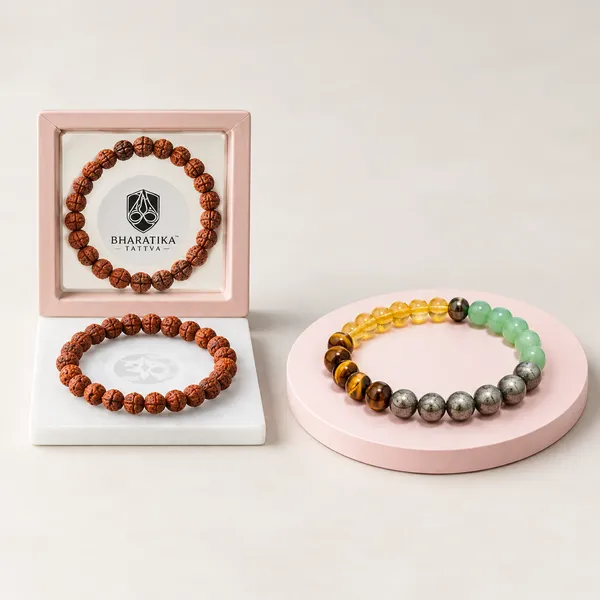 Multicolor_And_Brown_Brown_Panchmukhi_Rudraksha_And_Beaded_Money_Magnet_Bracelet_For_Men_And_Women_Pack_Of_2