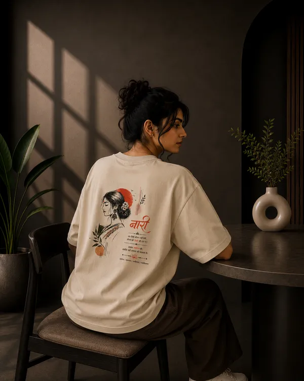 Natural_Off_White_French_Terry_Oversized_Naari_Graphic_T-Shirt_For_Unisex