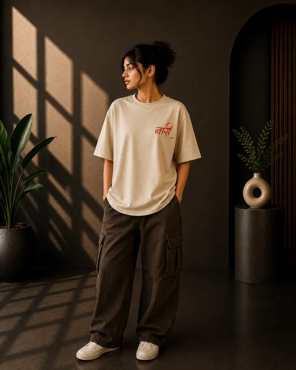 Natural_Off_White_French_Terry_Oversized_Naari_Graphic_T-Shirt_For_Unisex