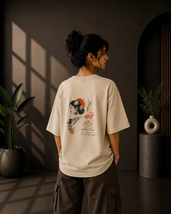 Natural_Off_White_French_Terry_Oversized_Naari_Graphic_T-Shirt_For_Unisex