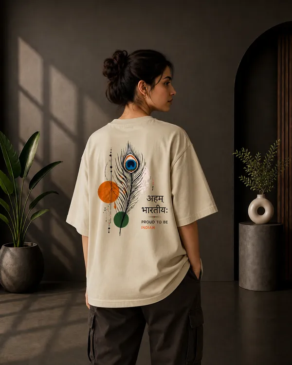 Natural_Off_White_French_Terry_Oversized_Aham_Bhartiyam_Graphic_T-Shirt_For_Unisex