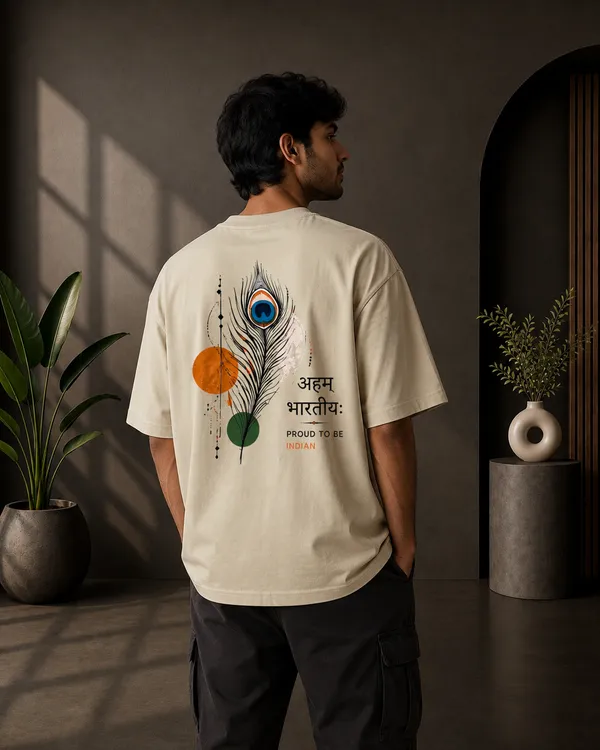 Natural_Off_White_French_Terry_Oversized_Aham_Bhartiyam_Graphic_T-Shirt_For_Unisex