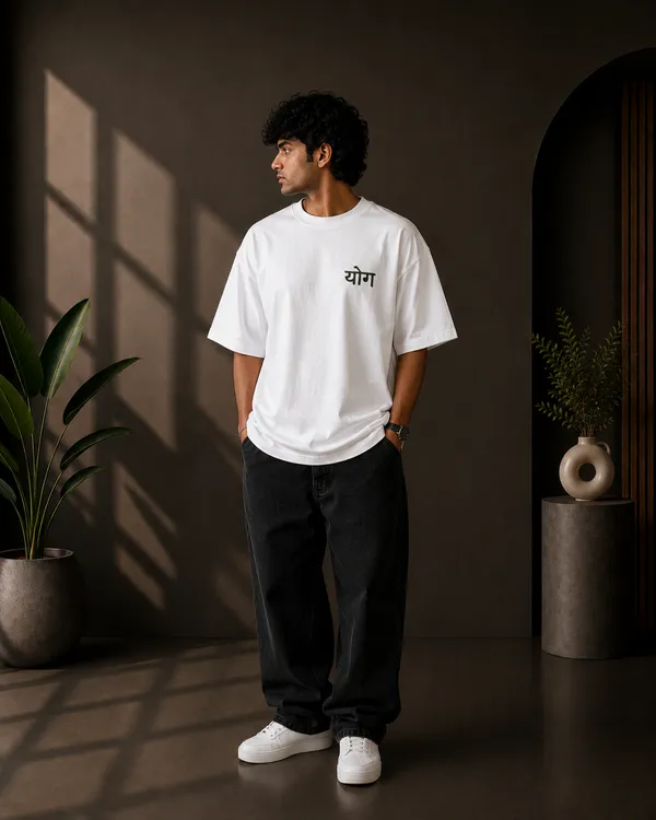 White_French_Terry_Oversized_Yoga_Graphic_T-Shirt_For_Unisex