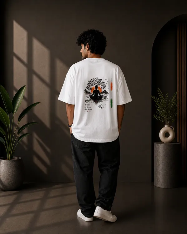 White_French_Terry_Oversized_Yoga_Graphic_T-Shirt_For_Unisex