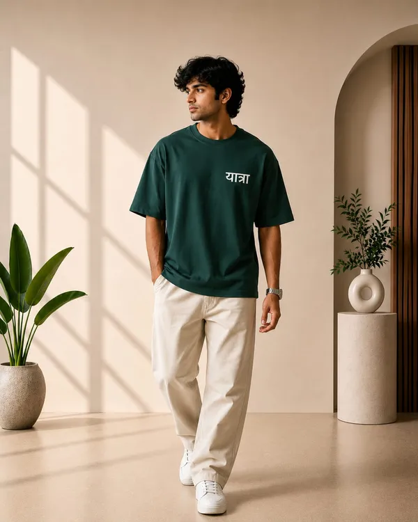 Bottle_Green_French_Terry_Oversized_Yatra_Graphic_T-Shirt_For_Unisex