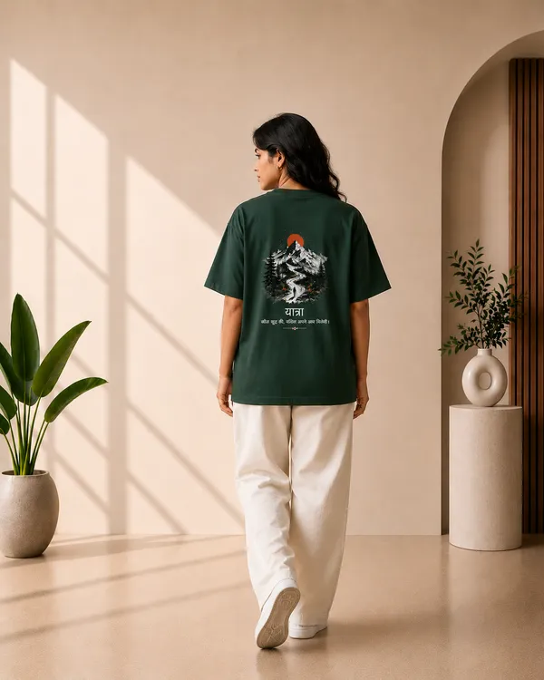 Bottle_Green_French_Terry_Oversized_Yatra_Graphic_T-Shirt_For_Unisex