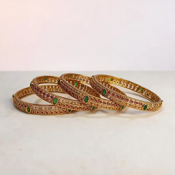 Heritage_Ruby_&_Emerald_Gold_Bangles_Pack_Of_4