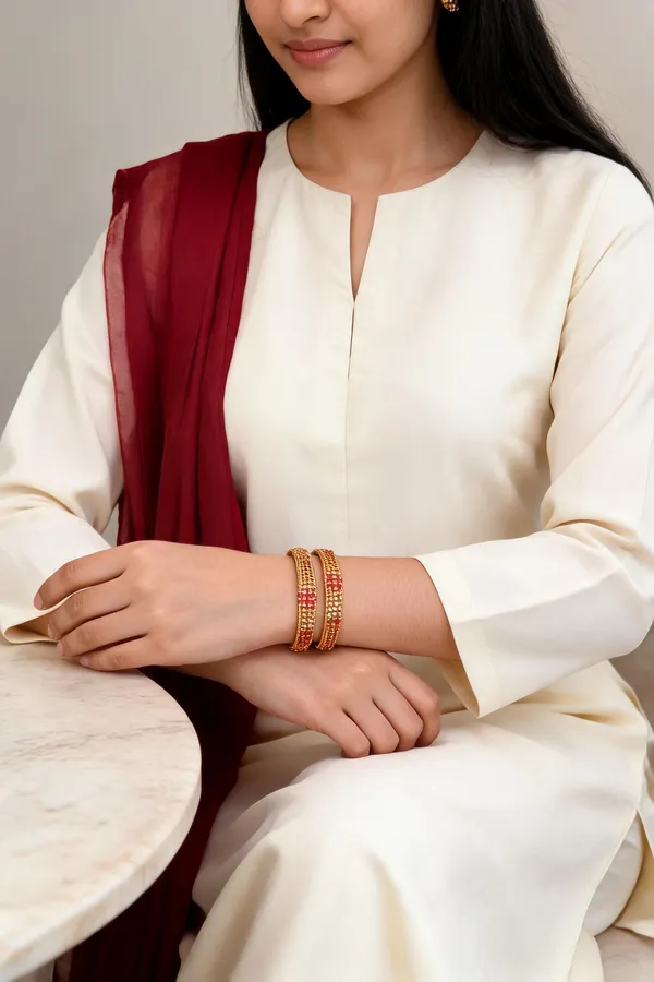 Heritage_Crimson_Mesh_Gold_Bangles_Pack_Of_4