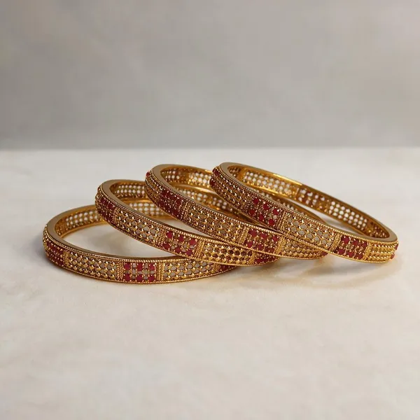 Heritage_Crimson_Mesh_Gold_Bangles_Pack_Of_4
