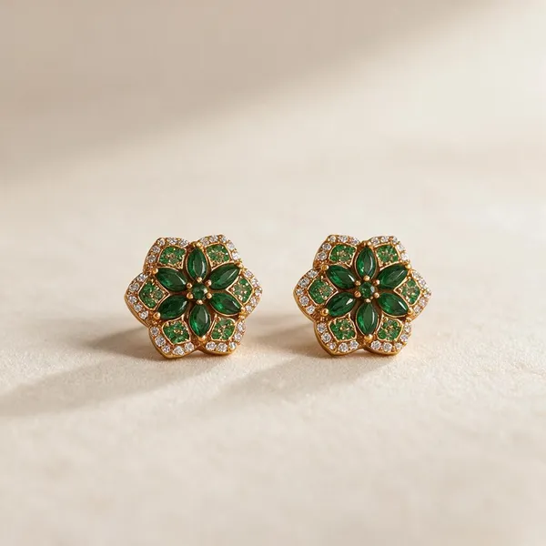 Blooming_Emerald_Floral_Studs_Pack_Of_2