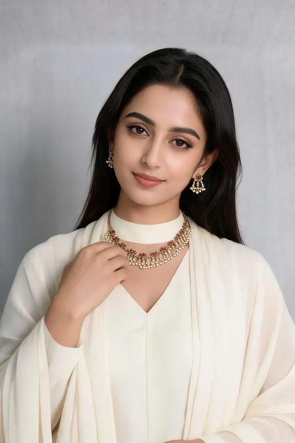 Traditional_Floral_Ruby-Pearl_Choker_Set