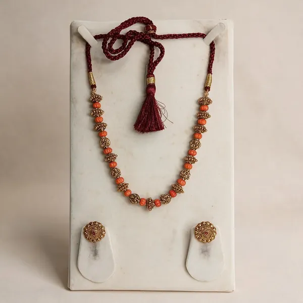 Coral_Bead_&_Antique_Gold_Mala_Set