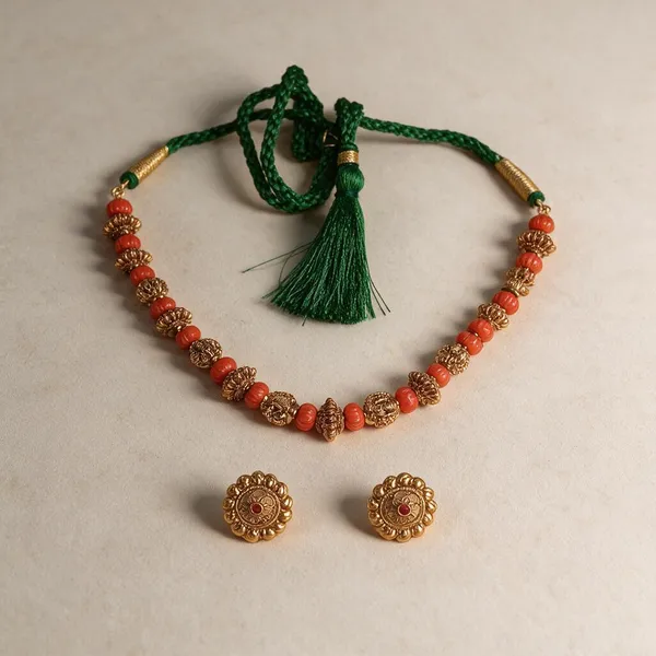 Traditional_Floral_Stud_&_Coral_Strand_Set_S-3