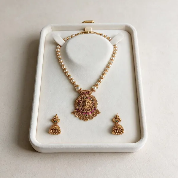 Lakshmi_Pearl-Strand_Temple_Necklace_Set