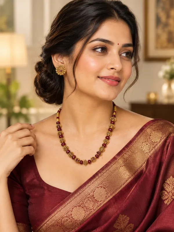 Ruby_Bead_&_Antique_Gold_Mala_Set