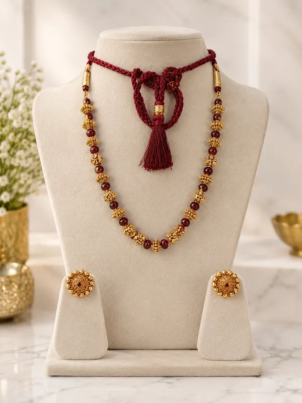 Ruby_Bead_&_Antique_Gold_Mala_Set
